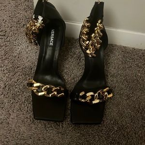 Versace medusa chain high heel sandal
